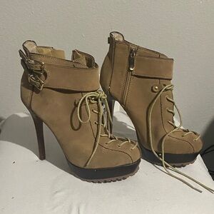 Stylish Tan High Heel Ankle Boots